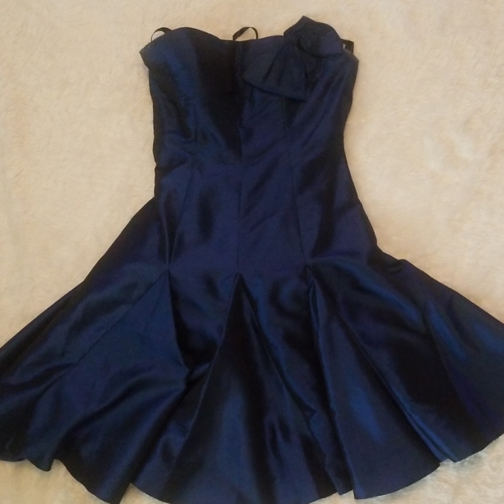 Jovani Navy Blue Fit-and-Flare Cocktail Dress